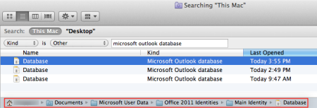 2011 outlook for mac not find identy